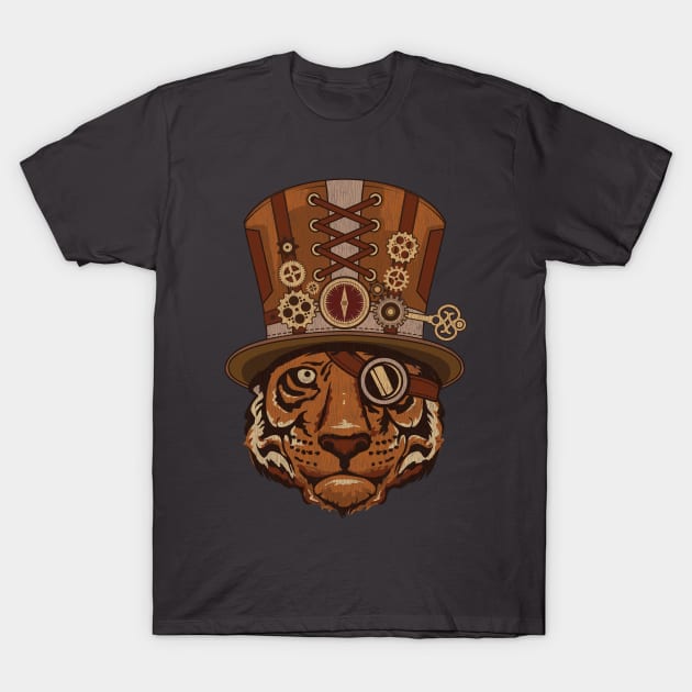 Steampunk Animal Tiger Vintage Art T-Shirt by propellerhead